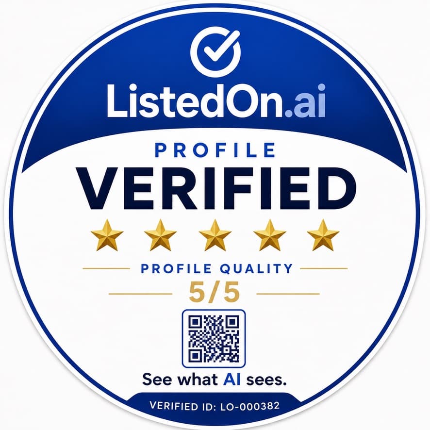 ListedOn Profile Verified window sticker — Profile Quality score, QR code, and Verified ID.